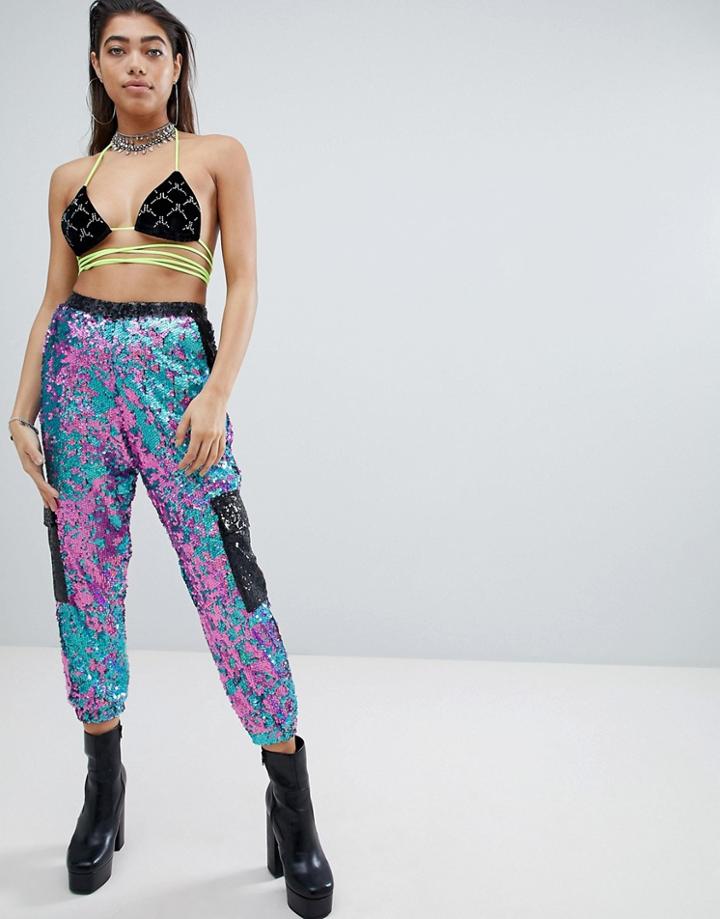 Jaded London Sequin Camo Pants - Multi
