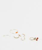 Madein 5 Pack Earrings In Gold Hoop And Cherry Charm-multi