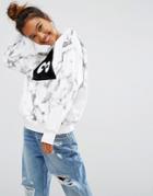 Mini Cream Marble Effect Sweatshirt With Triangle Eyes - White