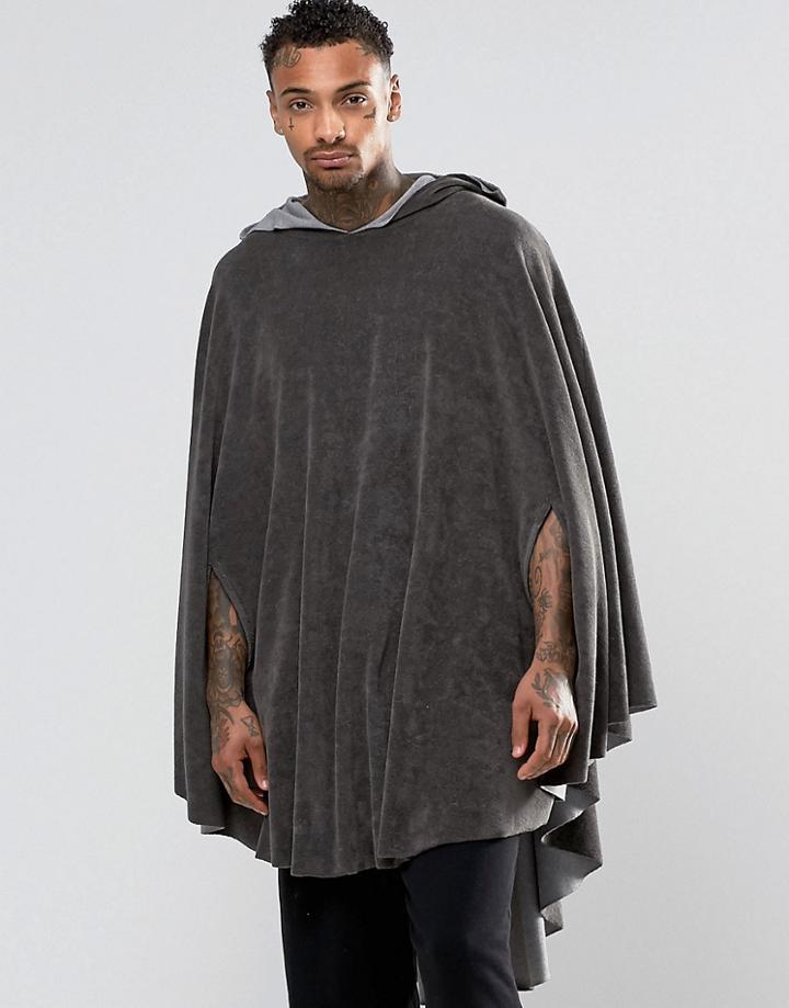 Asos Loungewear Hooded Cape In Towelling Fabric - Green