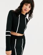 Asos Design Cropped Two-piece Sweater With Tipping Detail