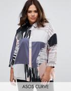 Asos Curve Oversized Abstract Print Shirt - Multi