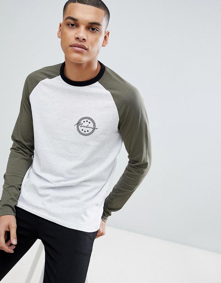New Look Long Sleeve Raglan T-shirt In Khaki - Green