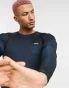 Asos 4505 Training Muscle Fit Long Sleeve T-shirt In 2 Tone-black