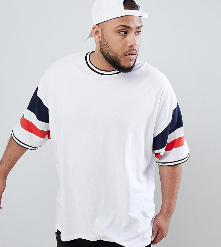 Asos Design Plus Oversized T-shirt With Color Blocking In White - White