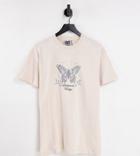 Reclaimed Vintage Inspired Inclusive T Shirt With Butterfly Print In Ecru-white