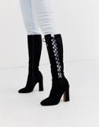 Asos Design Cecily High Heeled Knee Boot In Black
