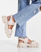 Missguided Quilted Grandad Sandal In Beige-white