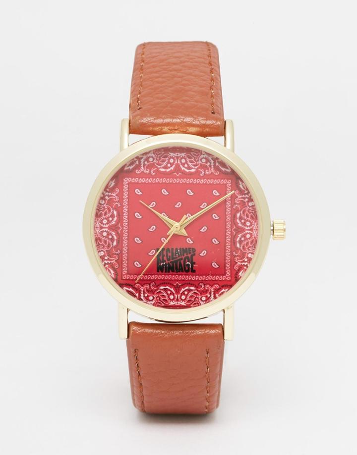 Reclaimed Vintage Bandanna Print Watch - Red
