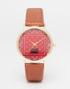 Reclaimed Vintage Bandanna Print Watch - Red