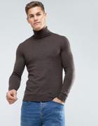 Celio Roll Neck Sweater In Brown - Brown