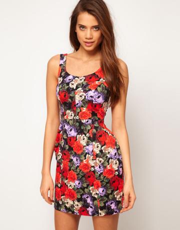 Asos Tulip Dress In Floral Print