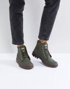 Palladium Pampa Hi Originale Olive Canvas Flat Ankle Boots - Green