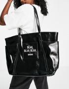 Skinnydip I Really Don't Care Tote Bag In Black Patent