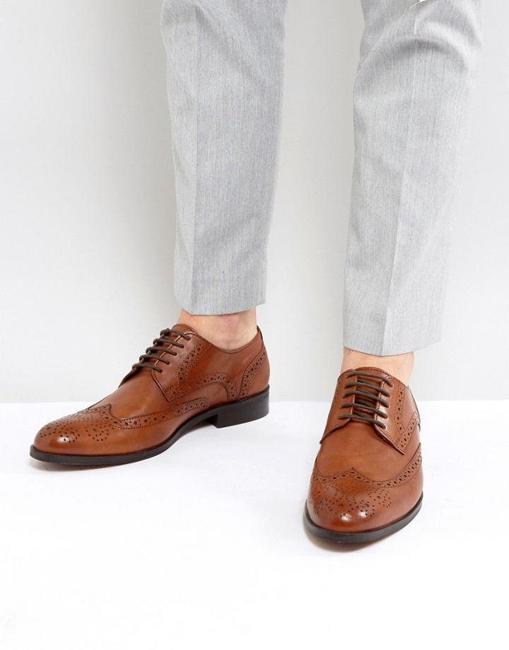 Dune Wing Tip Shoes Tan Leather - Tan