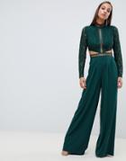 Asos Design Premium Cut Out Lace Jumpsuit - Black