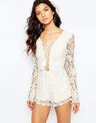 The Jetset Diaries Pisa Lace Romper In Ivory - Ivory