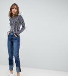 Esprit Contrast Stripe Straight Leg Jeans-blue