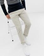 Selected Homme Straight Fit Stretch Chinos In Off White-cream