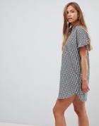 Gilli Gingham Shift Dress With Frill Sleeve - Black