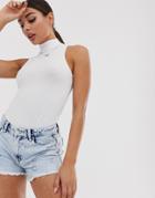Asos Design Turtleneck Sleeveless Body In White - White