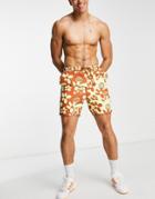 2-minds Half And Half Printed Beach Shorts In Brown