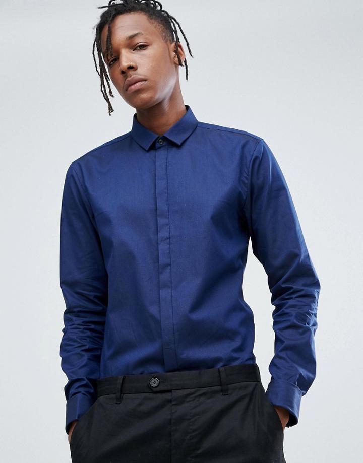 Hugo Extra Slim Fit Textured Shirt In Navy - Navy
