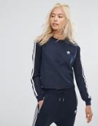 Adidas Originals Three Stripe Sweat In Navy - Navy