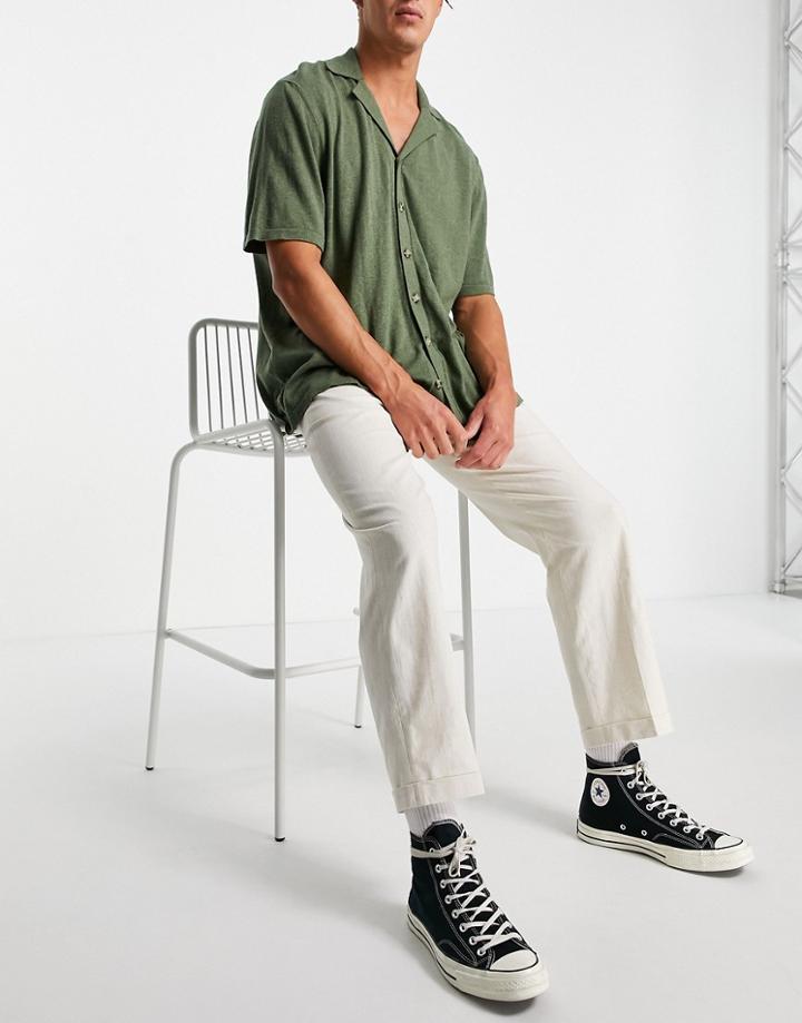 Selected Homme Linen Pants Loose Fit White