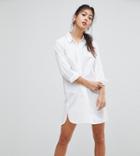 Asos Design Petite Cotton Mini Shirt Dress - White