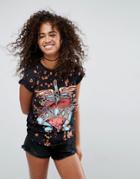 Asos T-shirt With Bon Jovi And Bleach Splatter - Black