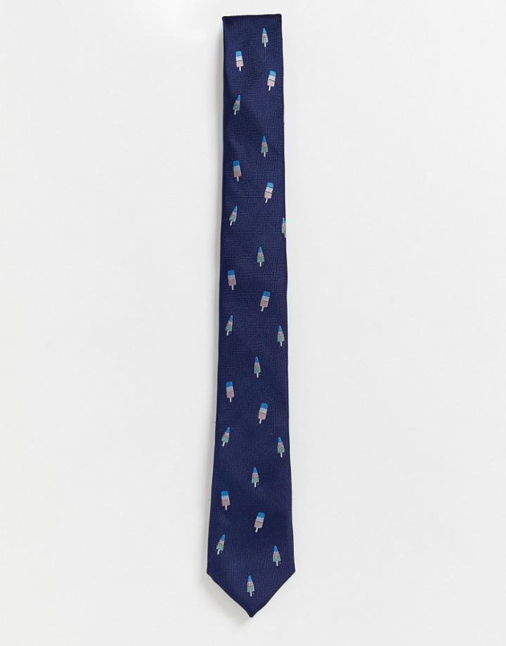 Ben Sherman All Over Lolly Print Tie-navy