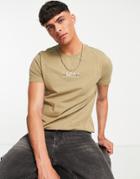 Tommy Hilfiger Center Square Logo T-shirt In Tan-brown