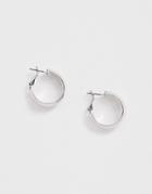 Asos Design Thick Hoop Earrings In Silver Tone