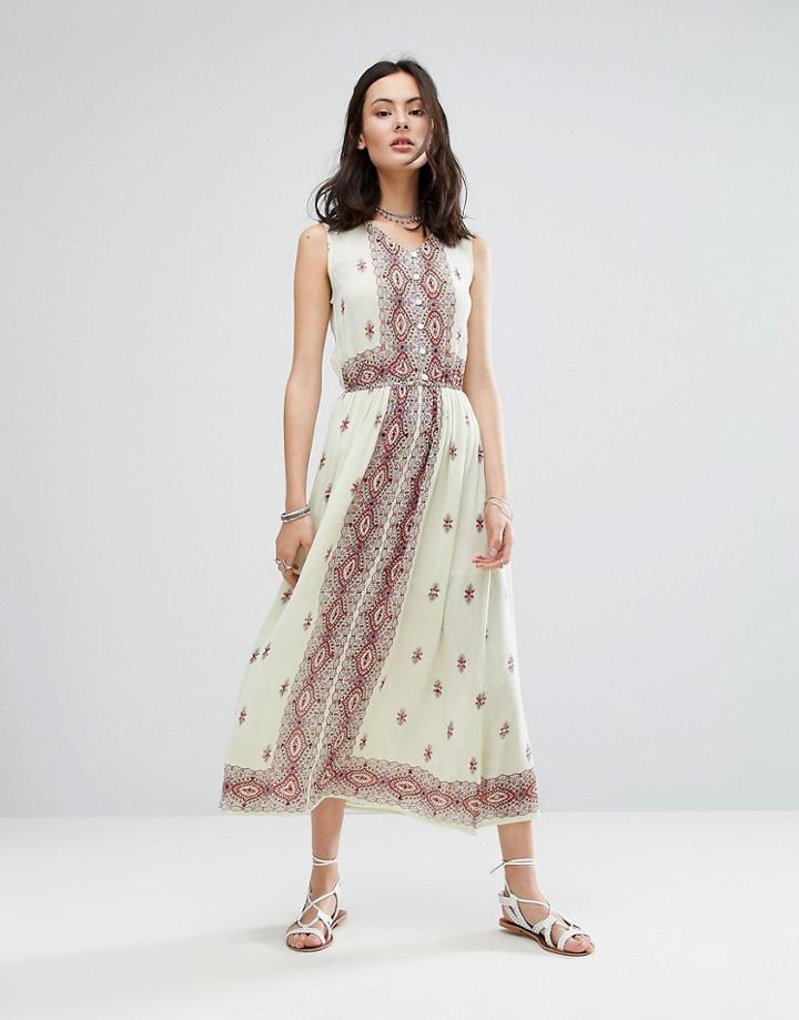 Raga Endless Love Sleeveless Patterned Maxi Dress - White