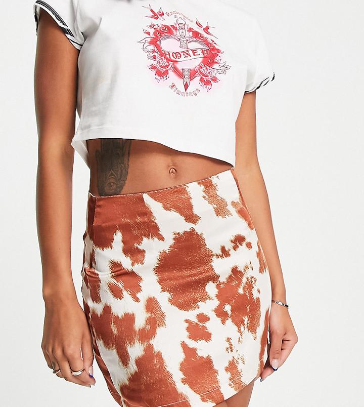 Reclaimed Vintage Inspired Cow Print Mini Skirt-multi