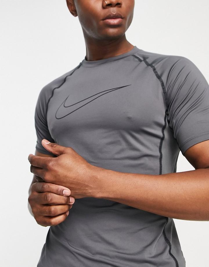 Nike Training Pro Dri-fit Slim Fit T-shirt In Gray