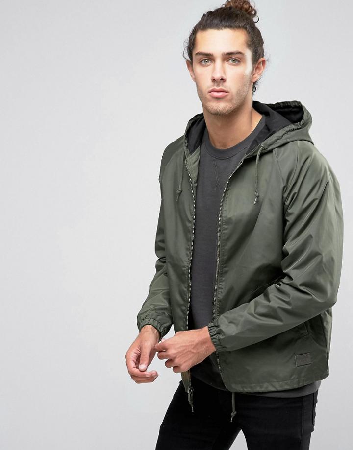 Brixton Claxton Hooded Zip Up Windbreaker - Green