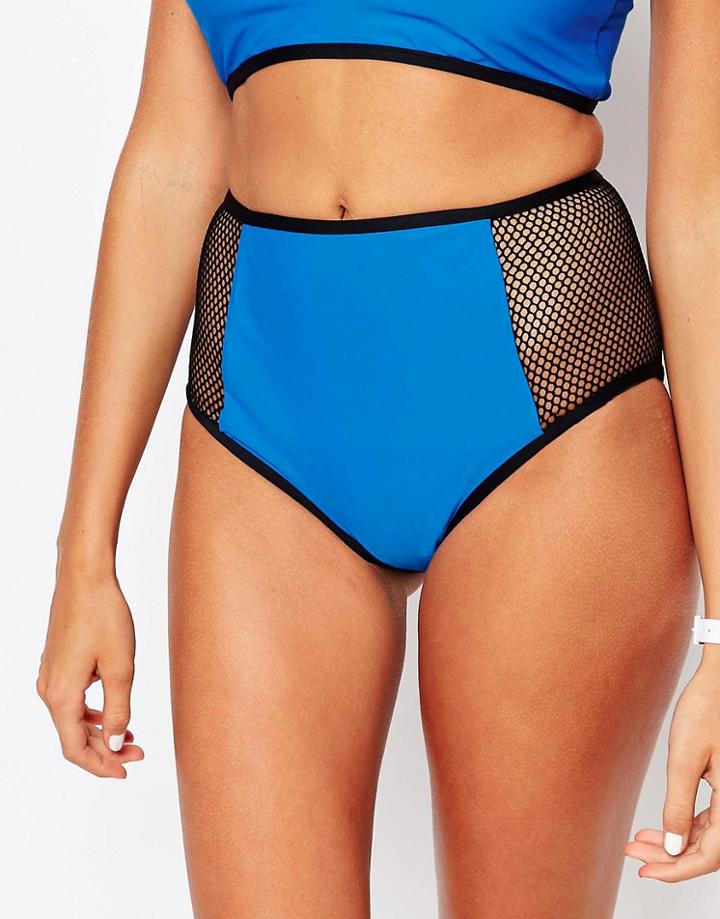 Jaded London Mesh High Waist Bikini Bottoms - Blue