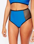 Jaded London Mesh High Waist Bikini Bottoms - Blue