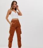 New Look Utility Pants With Pockets In Brown - Brown