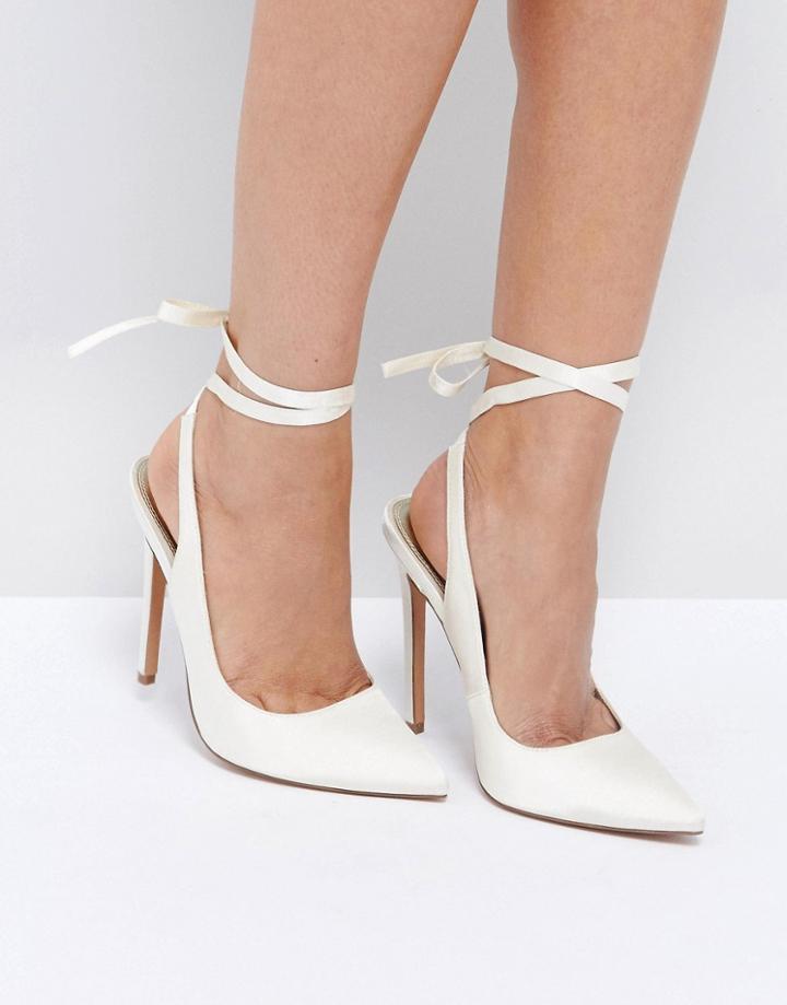 Asos Pipe Down Bridal Pointed High Heels - Cream