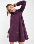 Asos Design Mini Dress With Lace Trim Collar In Purple