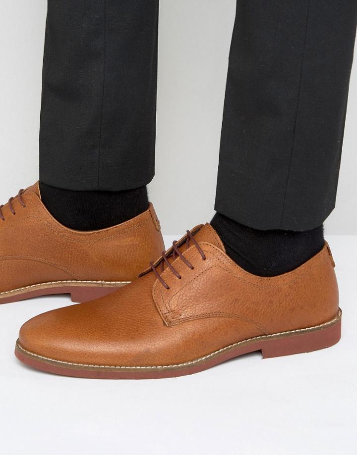 Red Tape Derby Shoes In Tan Milled Leather - Tan