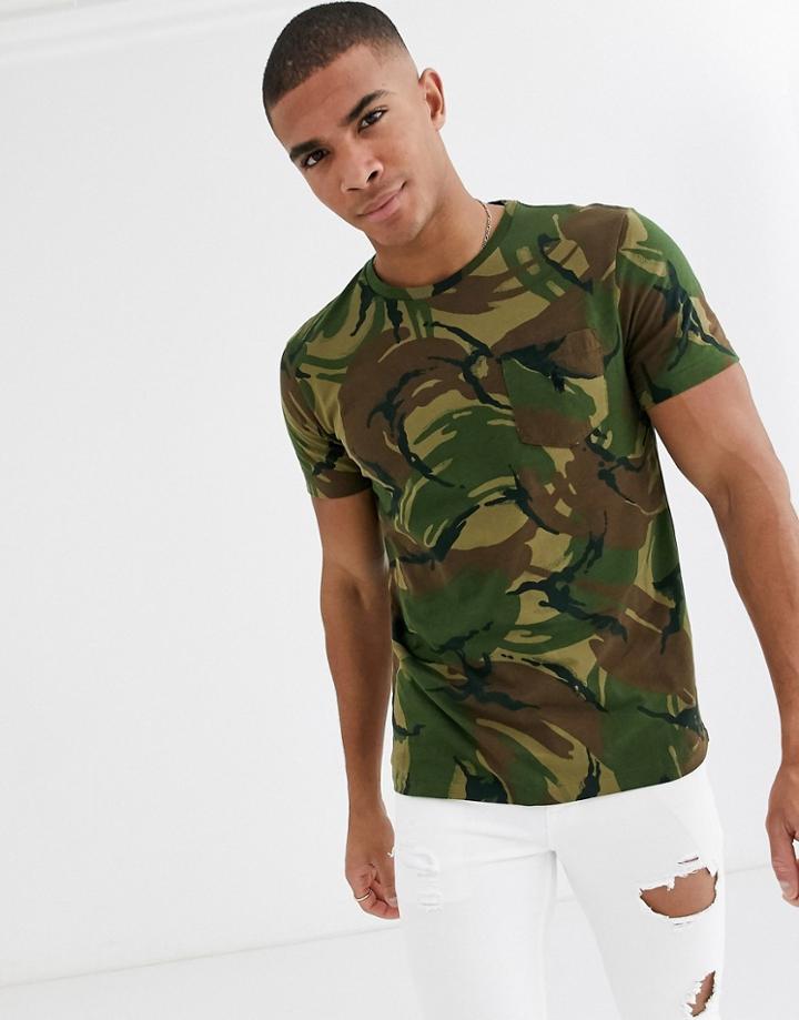 Polo Ralph Lauren Player Logo Camo Print T-shirt In Green