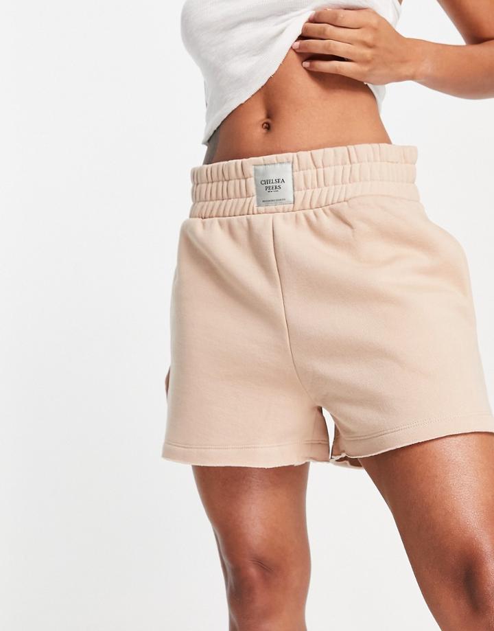 Chelsea Peers Organic Cotton Boyfriend Short With Raw Edge Detail In Beige-neutral