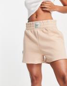 Chelsea Peers Organic Cotton Boyfriend Short With Raw Edge Detail In Beige-neutral