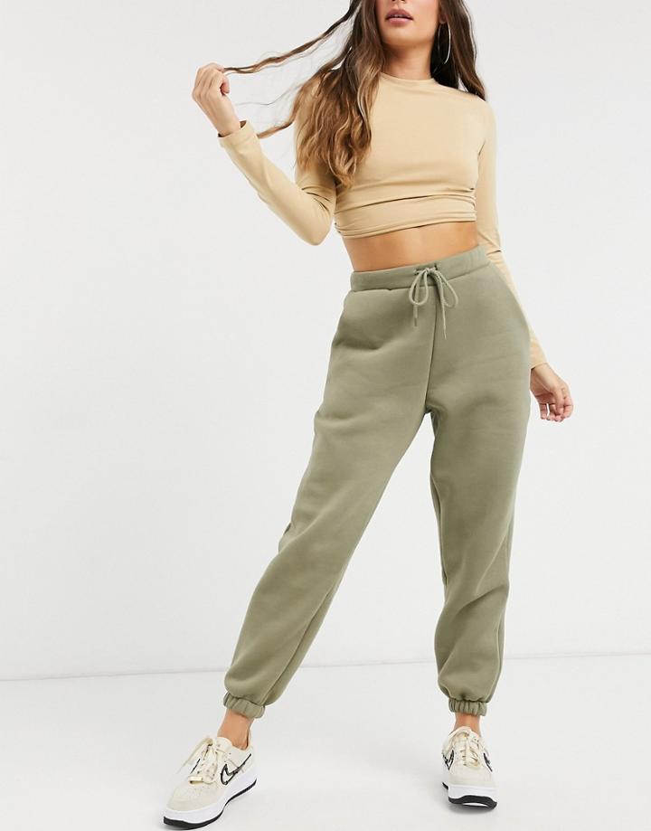 Asos Design Hourglass Oversized Jogger In Pale Khaki-green