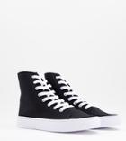 Asos Design Wide Fit Daz Canvas High Top Sneakers In Black