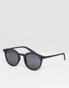 Quay Round Sunglasses In Matte Black - Black